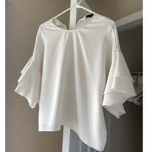 Zara white ruffle puff sleeve blouse size small